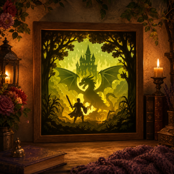 Dragon Knight Lightbox SVG – Shadow Box 7 couches