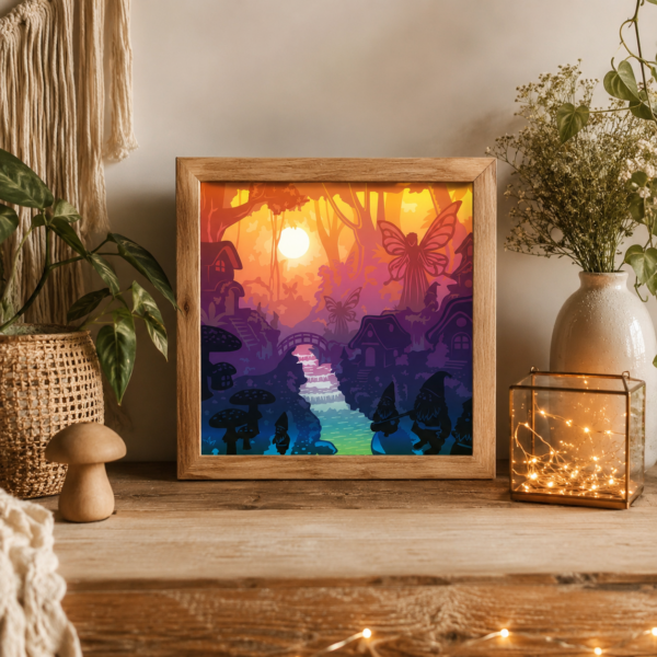 Fairy Forest Shadow Box SVG – Village féerique 10 couches
