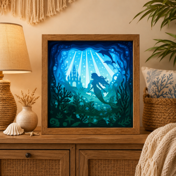 Ocean Mermaid Lightbox SVG – Shadow Box 7 couches