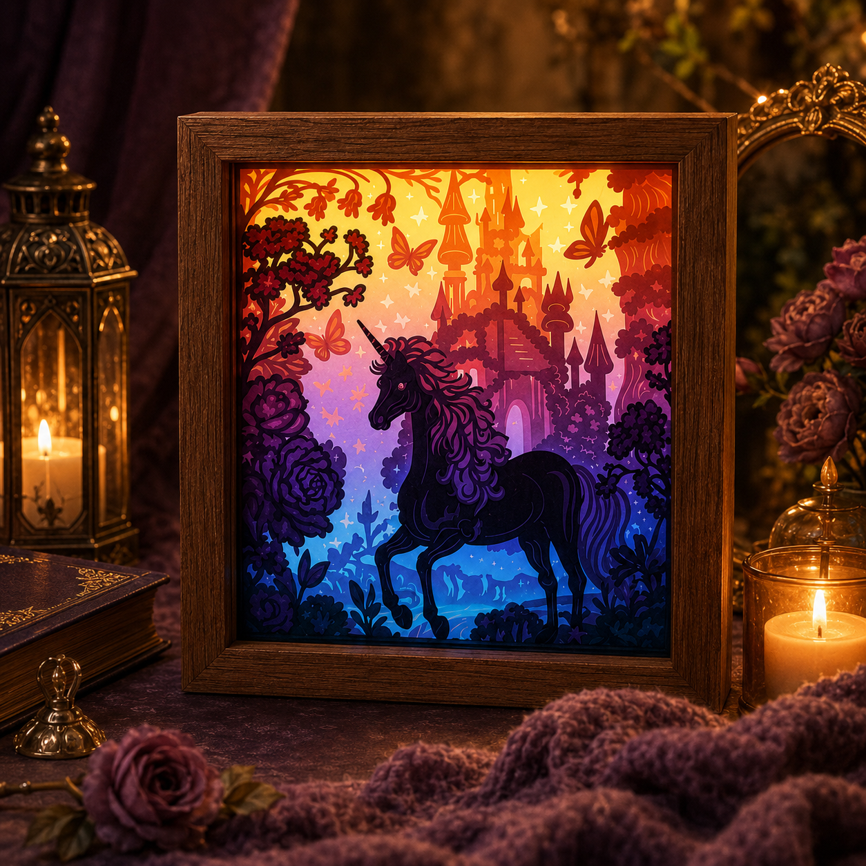 Unicorn Castle Lightbox SVG – Shadow Box 8 couches