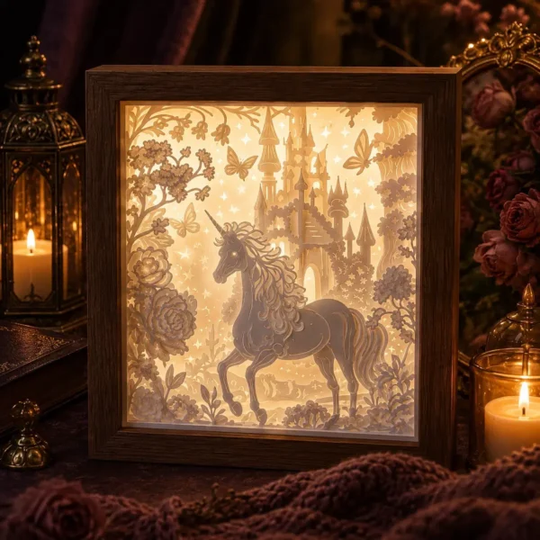 Château enchanté – Papier blanc LED chaude