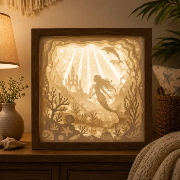 Sirène des Océans – Papier blanc LED chaude